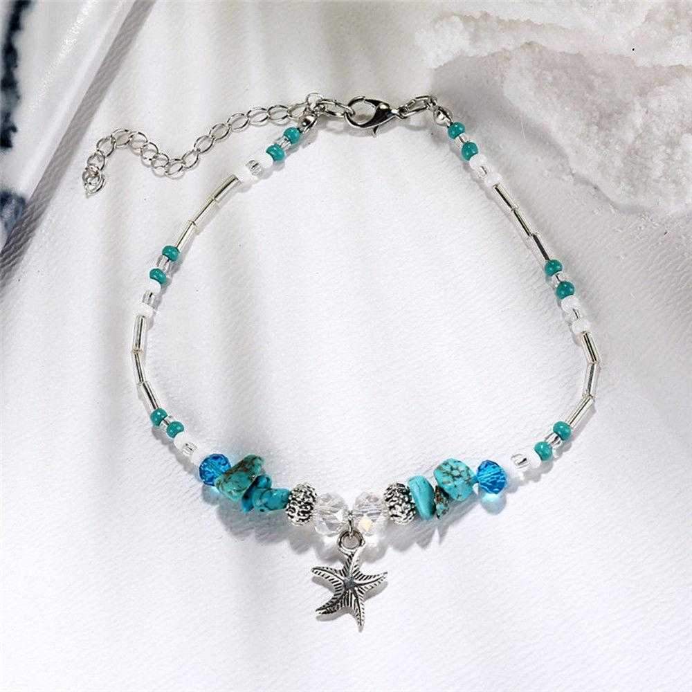 Boho Crystal Starfish Anklet Ankle Bracelet -