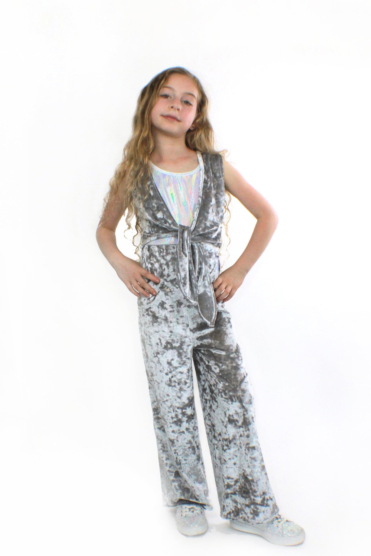 Stardust - COCO With Pocketwist™ – Silver Crushed Velvet Jumpsuit - 1 COLOR -