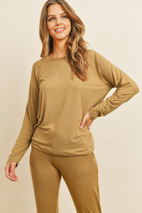 Thumbnail for Riah Fashion - Solid Brushed Top and Jogger Set With Self Tie - 6 COLORS -