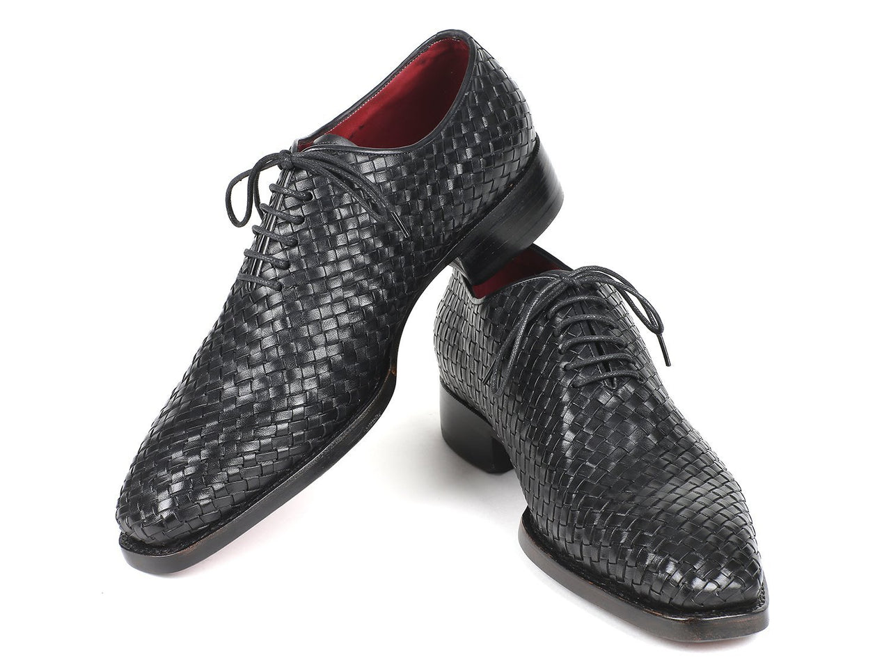 Paul Parkman - Men's Black Woven Leather Oxfords -