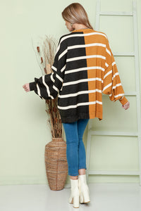 Thumbnail for Striped Dropped Shoulder Round Neck Blouse - T - 1 COLOR -