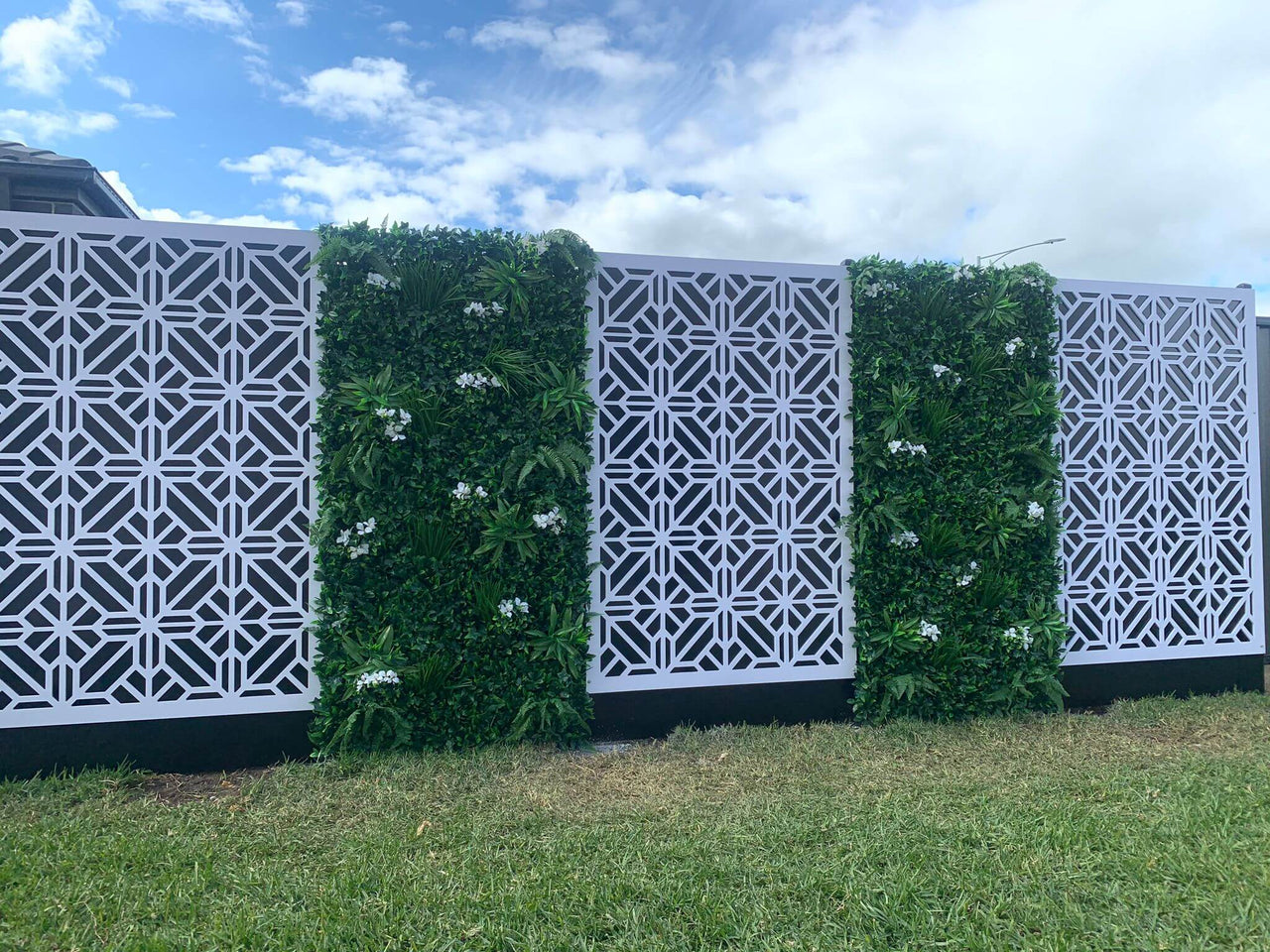 Snowy White Artificial Vertical Garden 40" X 40" 11SQ FT UV Resistant -