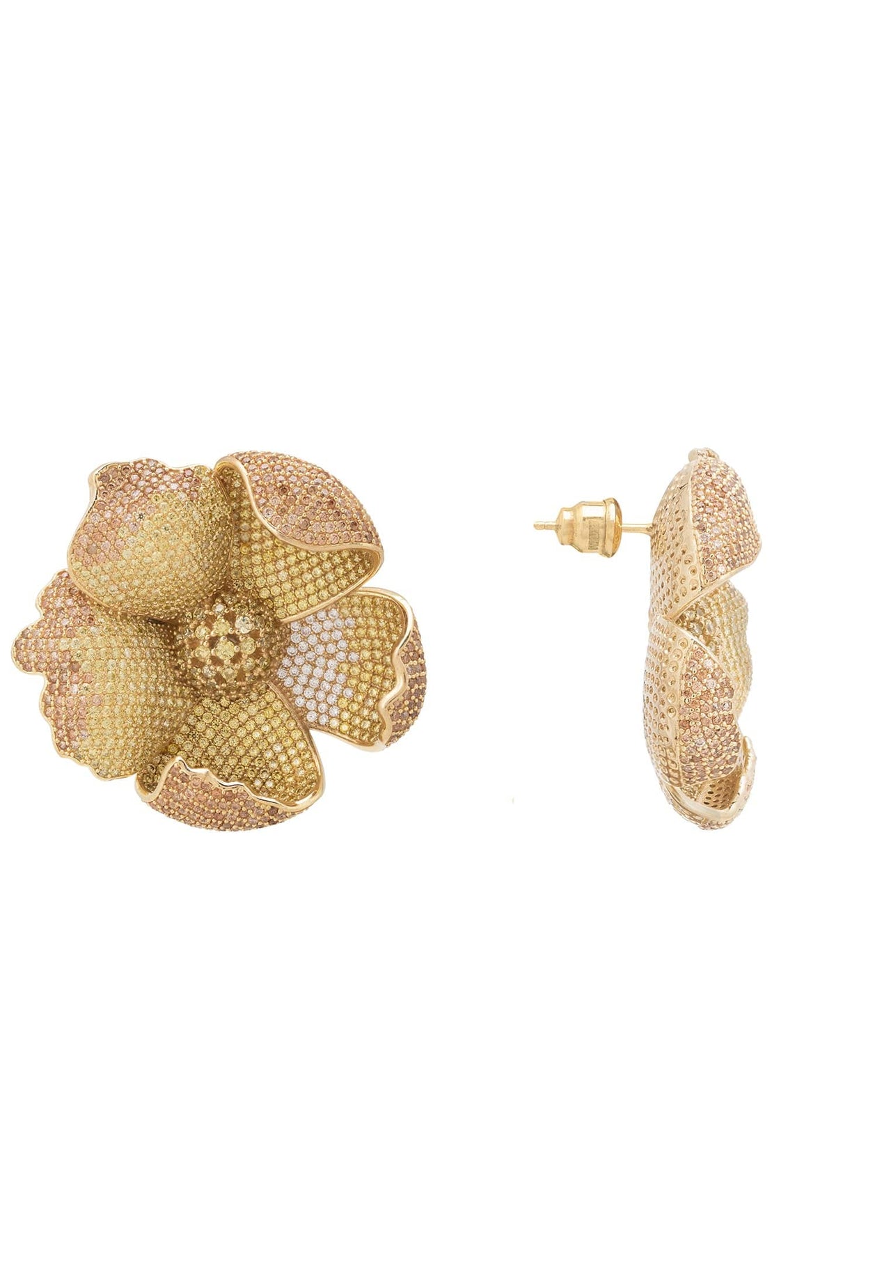 LATELITA - Poppy Flower Lemon Earrings Gold -