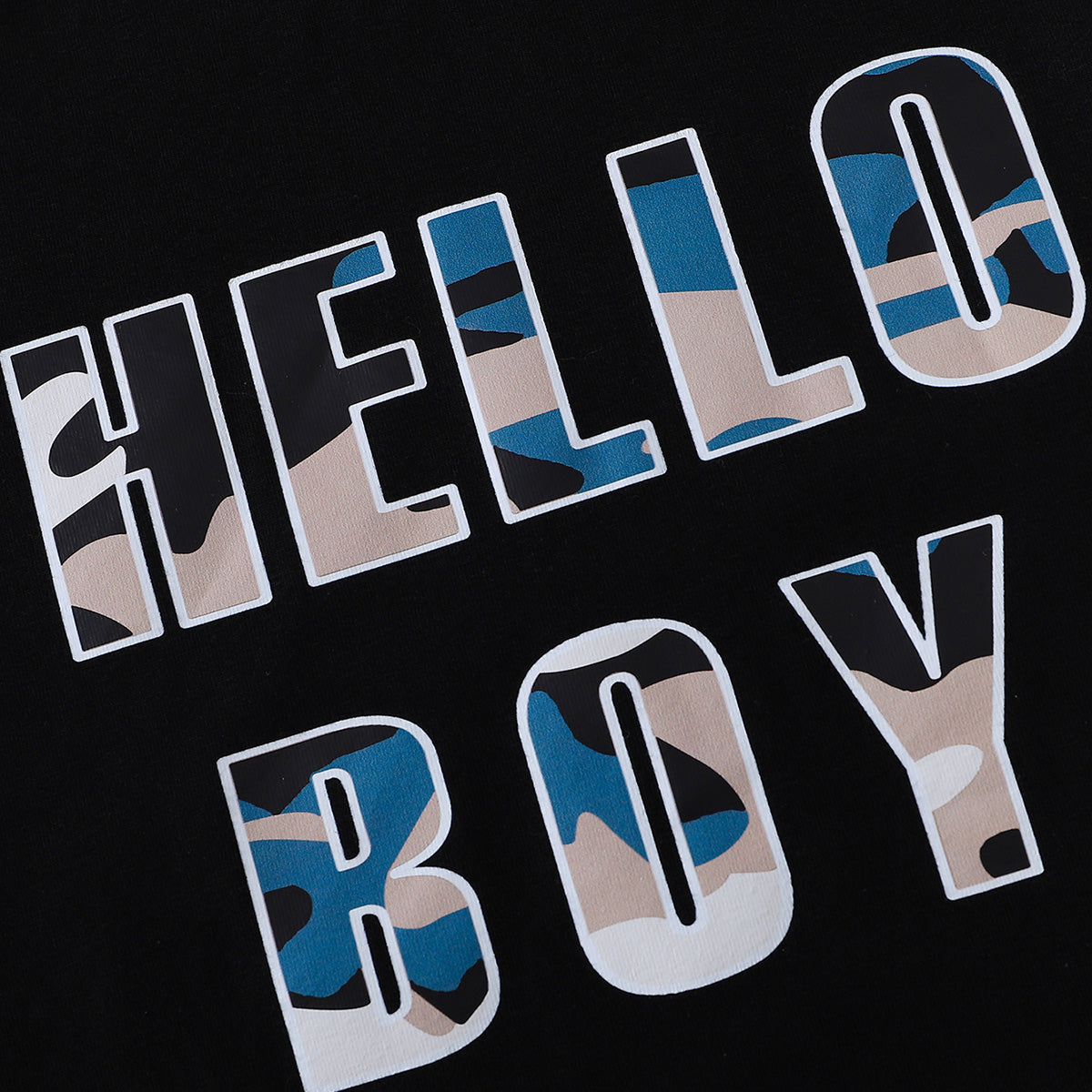 HELLO BOY Graphic Tee and Camouflage Shorts Set - 2 PCS. - T - 1 COLOR -