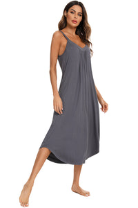 Thumbnail for V-Neck Midi Lounge Dress - T - 4 COLORS -