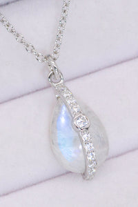 Thumbnail for Natural Moonstone and Zircon Pendant Necklace - T - 1 FINISH -