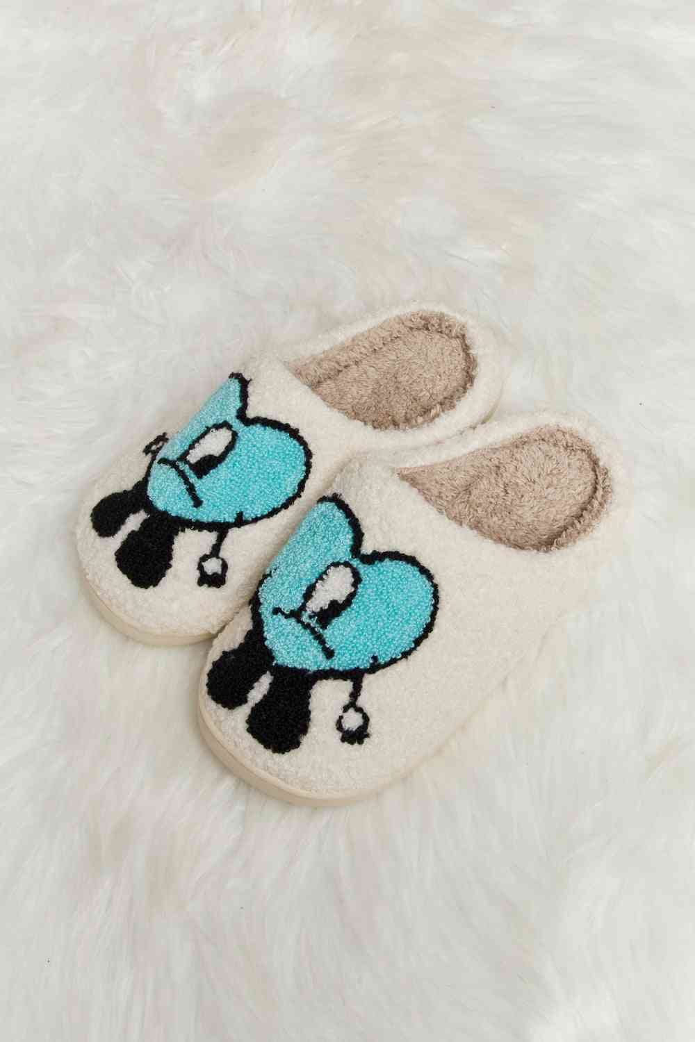 Melody Love Heart Print Plush Slippers - T - 2 COLORS -