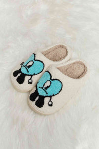 Thumbnail for Melody Love Heart Print Plush Slippers - T - 2 COLORS -