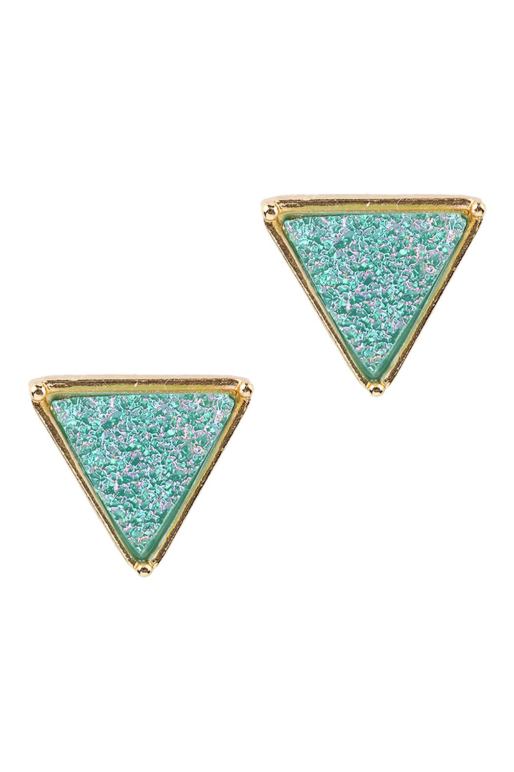 Riah Fashion - Druzy Triangle Post Earrings - 7 COLORS -