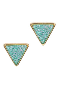 Thumbnail for Riah Fashion - Druzy Triangle Post Earrings - 7 COLORS -