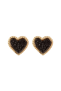 Thumbnail for Riah Fashion - Metal Druzy Heart Valentine Post Earrings - 6 COLORS