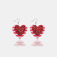 Thumbnail for Faux Leather Iron Hook Sequin Heart Earrings - T - 1 COLOR -