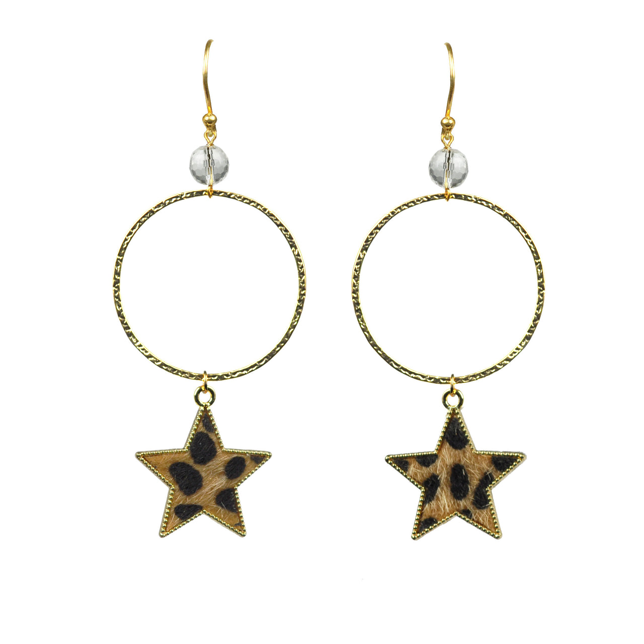 Gena Myint - Leopard Print Star Earrings -