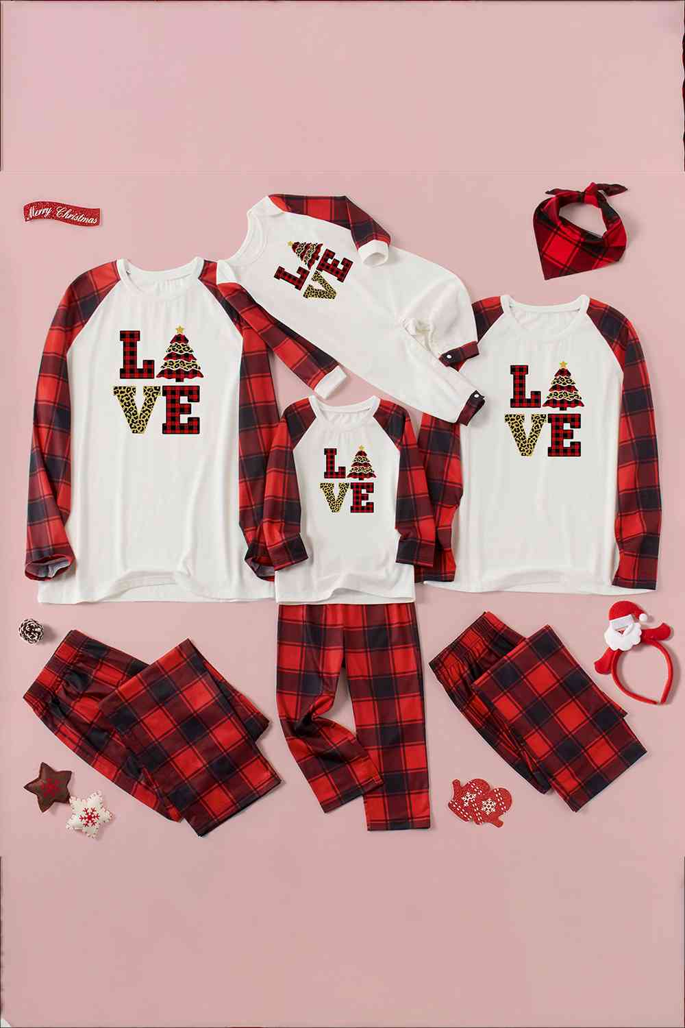 LOVE Graphic Top and Plaid Pants Set - T - SOLD BY SIZE / 2 PCS. - 4 SIZES -