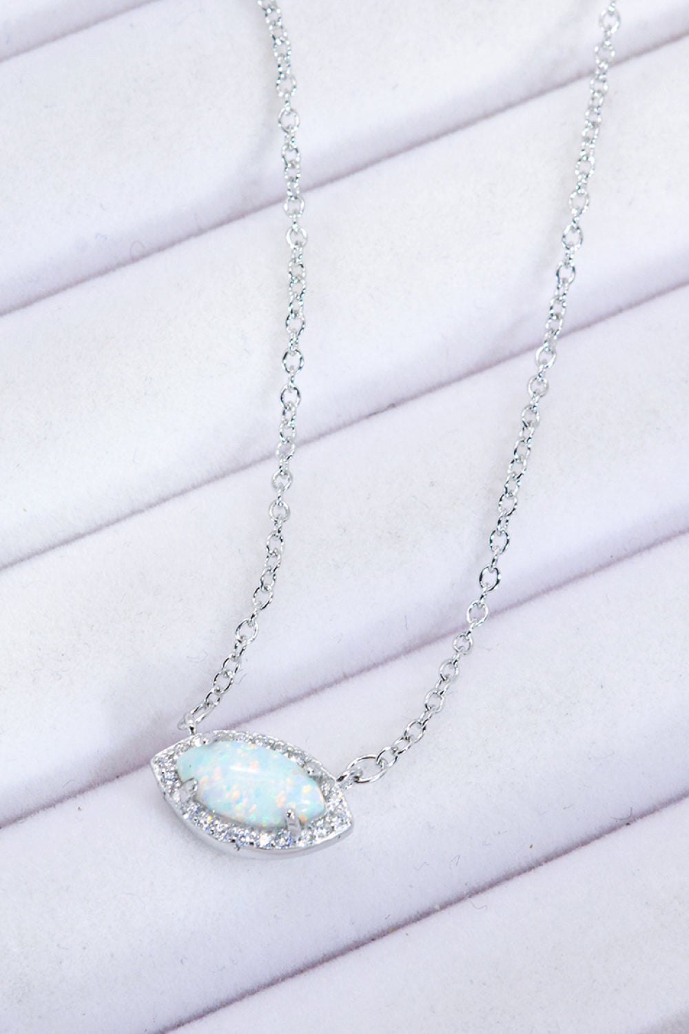 18k Rose Gold / Silver Plated Opal Pendant Necklace - T - 2 FINISHES -