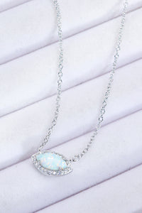 Thumbnail for 18k Rose Gold / Silver Plated Opal Pendant Necklace - T - 2 FINISHES -