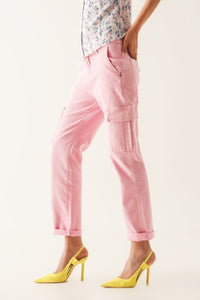 Thumbnail for Q2 - Relaxed Cargo Pants in Pink - 1 COLOR -