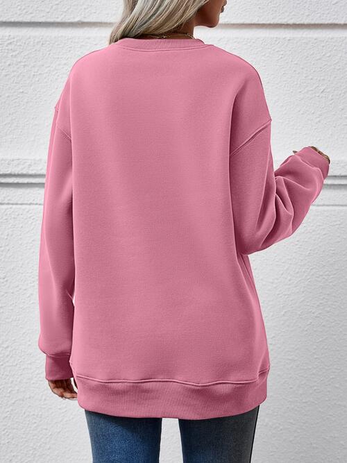 Graphic Round Neck Dropped Shoulder Sweatshirt - T - 9 COLORS -