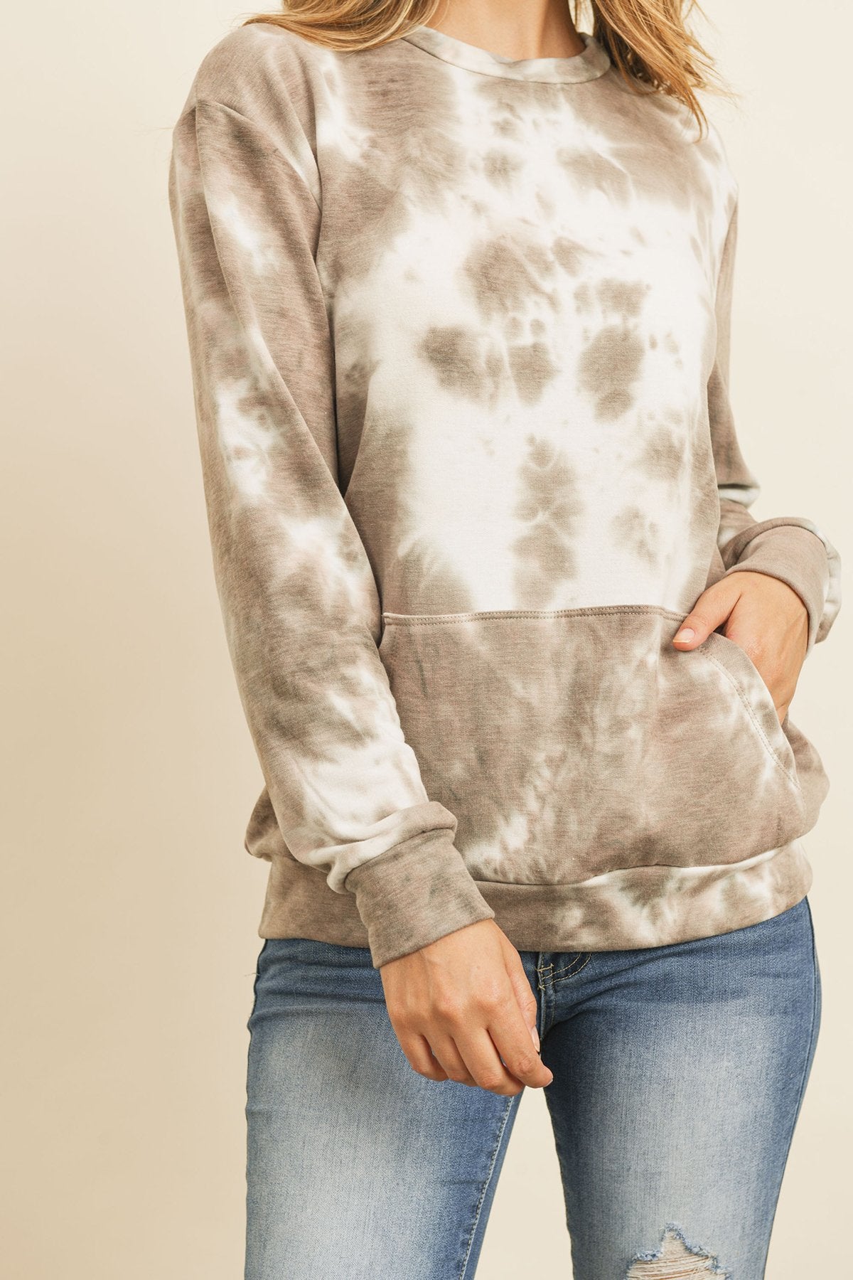 Riah Fashion - Tie Dye Long Sleeve Round Neck Top - 4 COLORS -