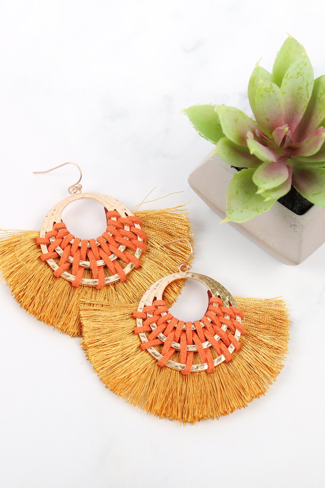 Riah Fashion - Classic Fan Tassel Earrings - 7 COLORS -