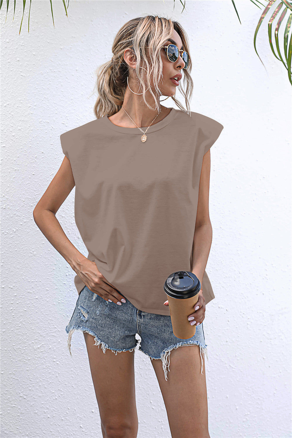 Round Neck Cap Sleeve Tee - T - 6 COLORS -