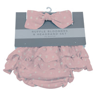 Thumbnail for Pink Pearl Polka Dot Ruffle Bloomers and Headband Set -