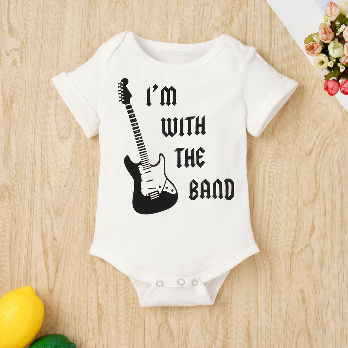 I'M WITH THE BAND - Slogan Graphic Round Neck Short Sleeve Bodysuit - T - 4 SIZES - 1 COLOR -