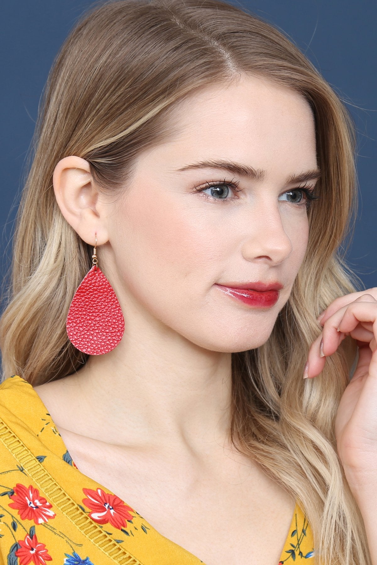 Teardrop Leather Earrings - 18 COLORS -