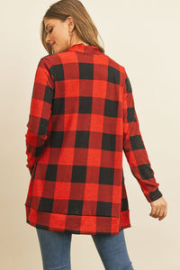 Thumbnail for Riah Fashion - Plaid Long Sleeved Front Pocket Open Cardigan - 3 COLORS -