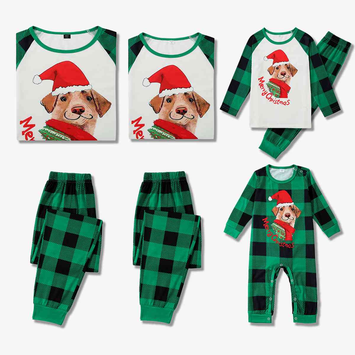 KIDS MERRY CHRISTMAS Graphic Top and Plaid Pants Set - T -