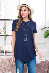 Thumbnail for Riah Fashion - Short Sleeved Round Neck Boyfriend Tunic - 3 COLORS -