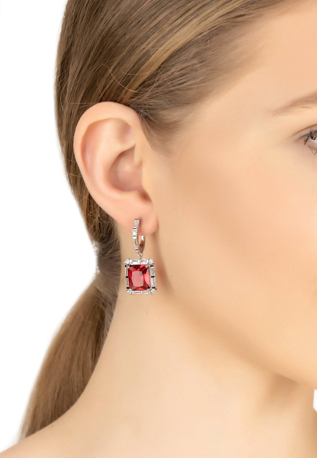 LATELITA - Tudor Silver Earring Ruby -