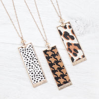 Thumbnail for Rectangle Shape Leather Pendant Necklace - 7 COLORS -