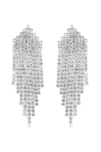 Thumbnail for Multi Line Rhinestone Fringe Post Earrings - 2 FINISHES -