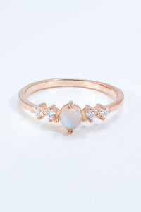 Thumbnail for Natural Moonstone and Zircon 18K Rose Gold-Plated Ring - T - SIZES 6 THRU 9 - 1 FINISH -