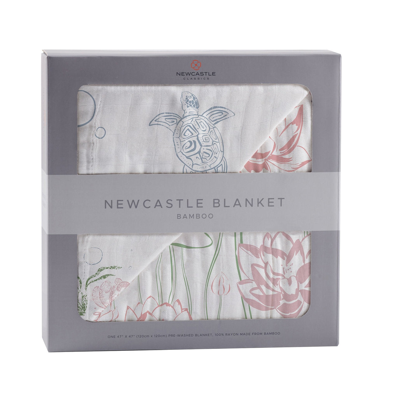 Newcastle - Turtles and Water Lily Bamboo Muslin Newcastle Blanket -