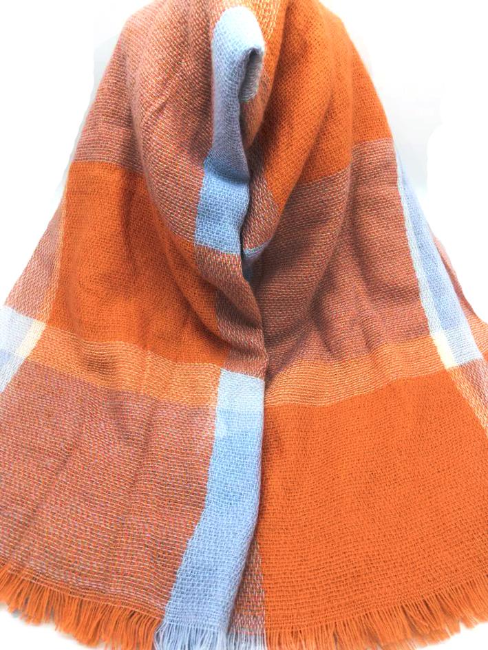 Riah Fashion - Colorblock Fringed Blanket Scarf -