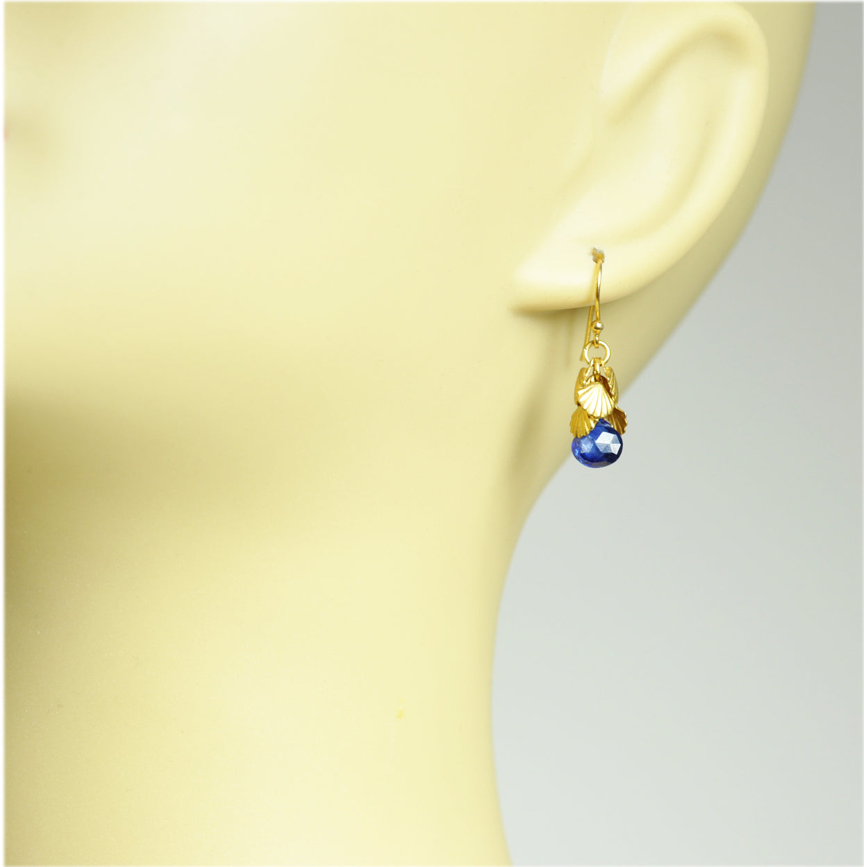 Gena Myint - Shell Cluster Blue Sapphire Earrings -