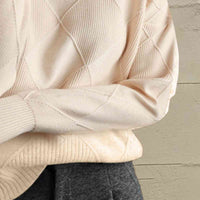 Thumbnail for Geometric Turtleneck Long Sleeve Sweater - T - 8 COLORS -