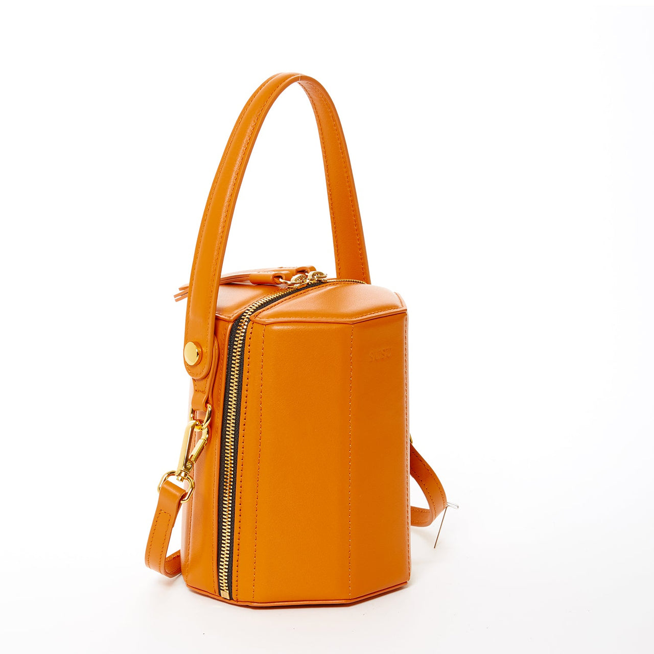 Harper Orange Leather Bucket Bag -