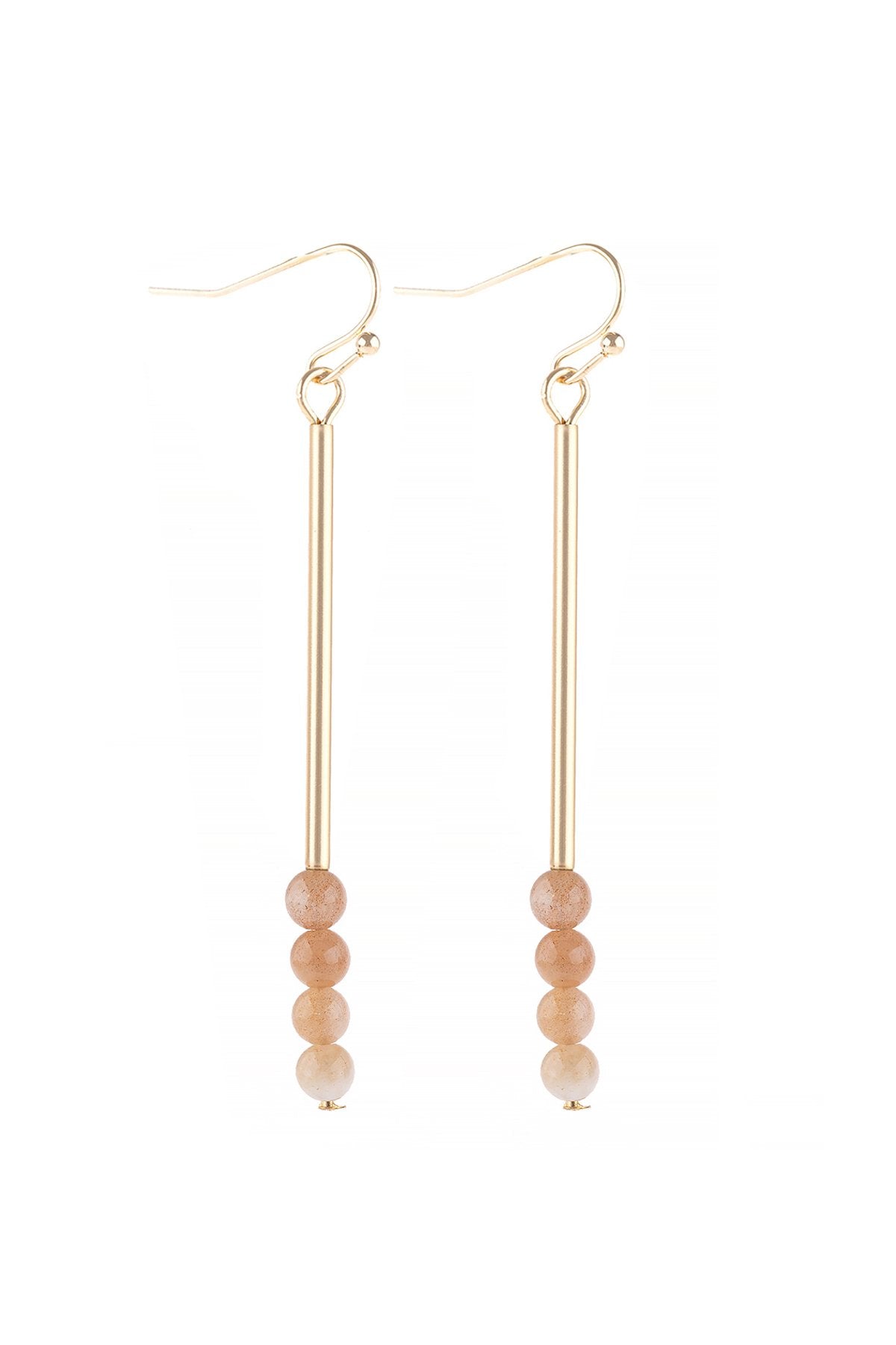 Riah Fashion - Dangle Beads Hook Earrings - 6 COLORS -