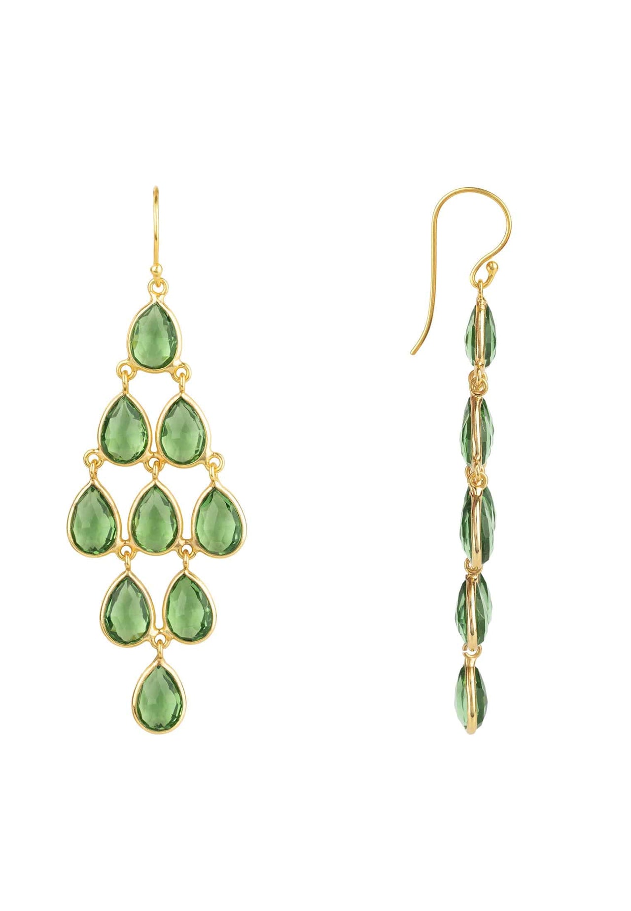 LATELITA - Erviola Gemstone Cascade Earrings Gold Peridot -