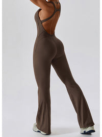 Thumbnail for Cutout Wide Strap Bootcut Active Jumpsuit - T - 5 COLORS -