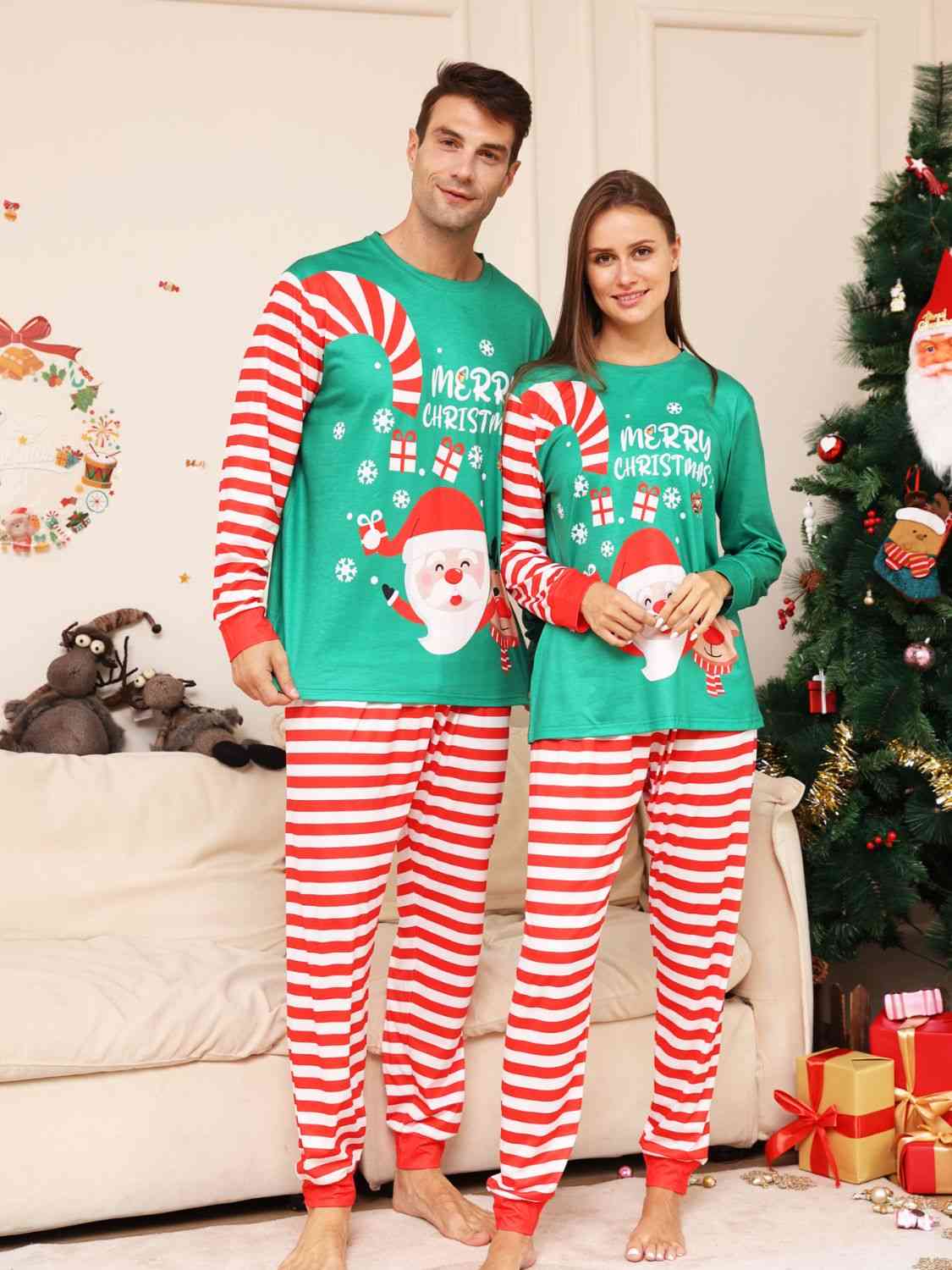 MEN Full Size MERRY CHRISTMAS Top and Pants Set - T -