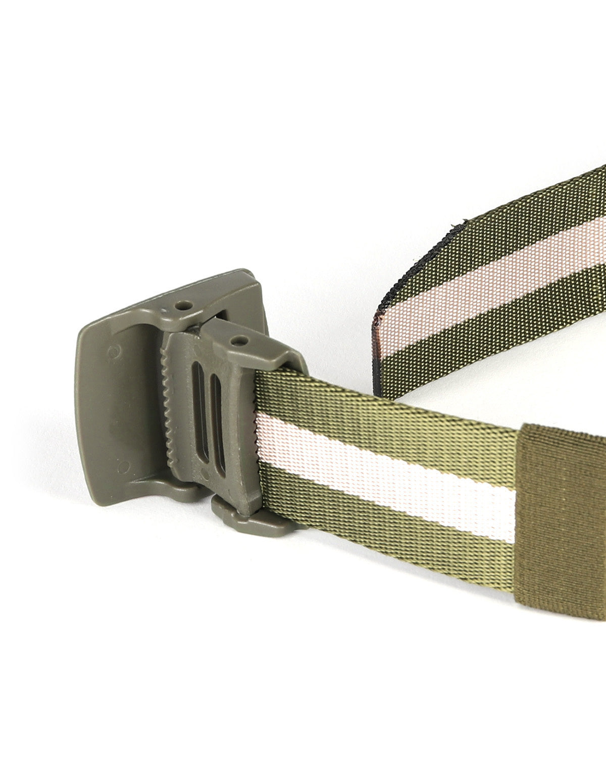 Mens One Size Adjustable Strap Stripe Nylon Web Belt With Plastic Buckle  - 6 COLORS -