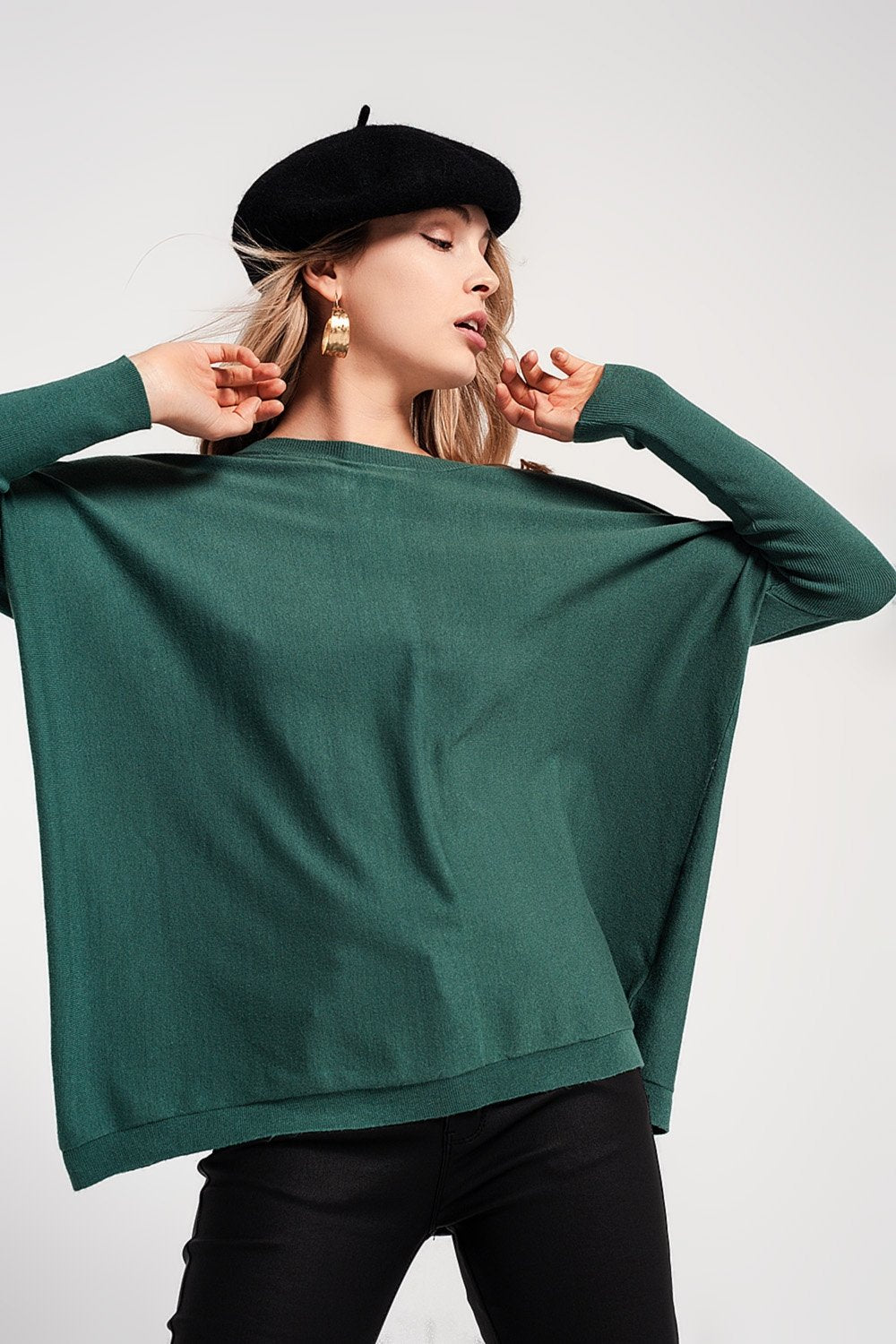 Q2 - Batwing Jumper in Green - 2 SIZES - 1 COLOR -