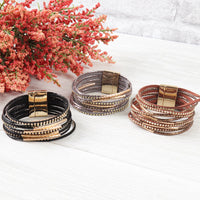 Thumbnail for Multiline Leather Magnetic Bracelet - 5 COLORS