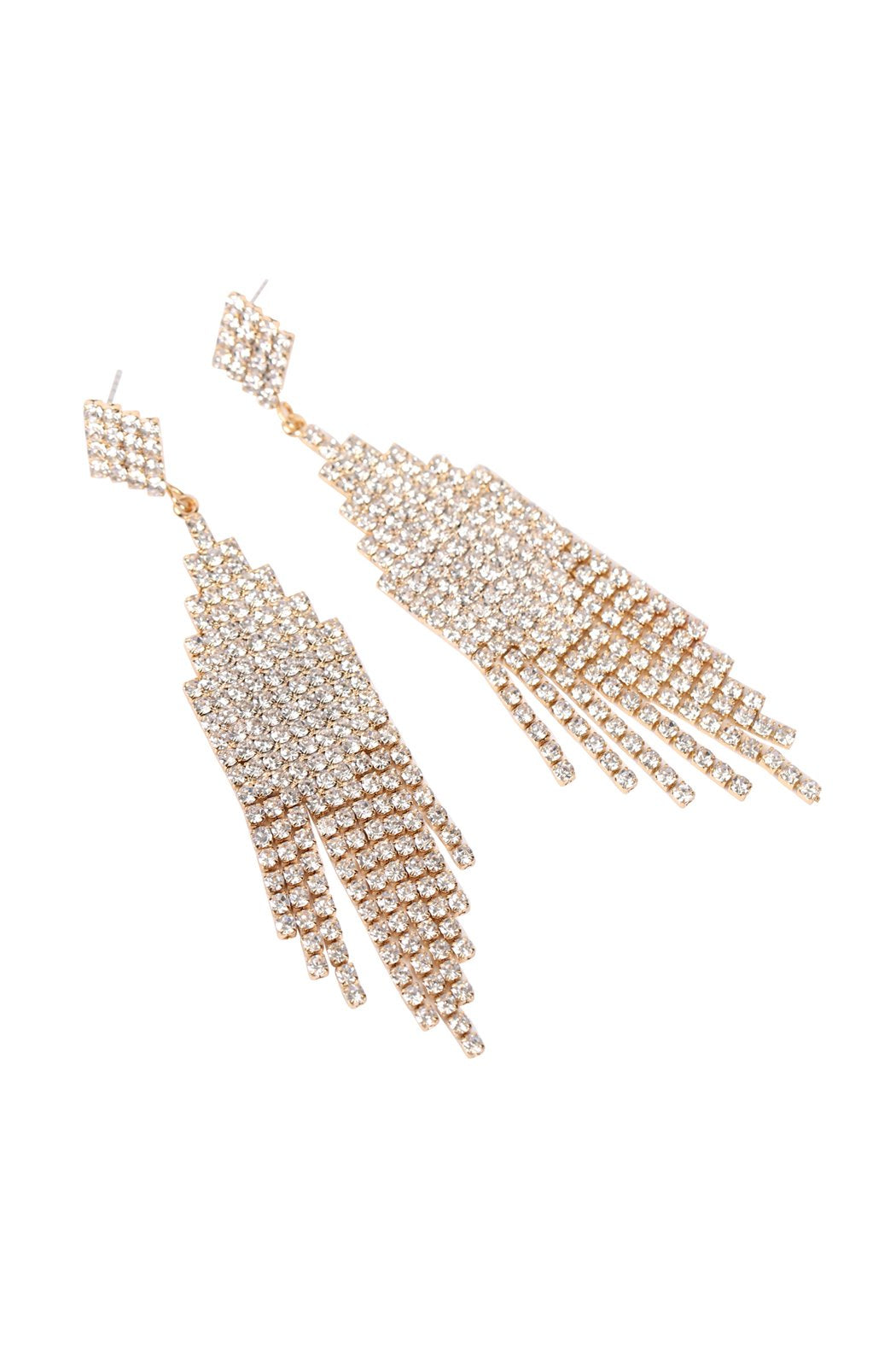 Bridal Rhinestone Post Dangling Earrings - 2 FINISHES -