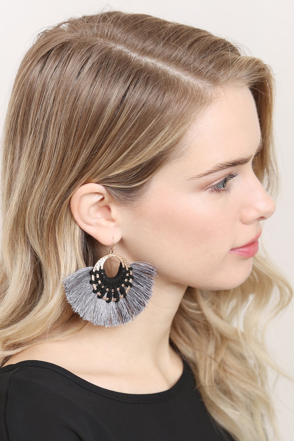 Riah Fashion - Classic Fan Tassel Earrings - 7 COLORS -