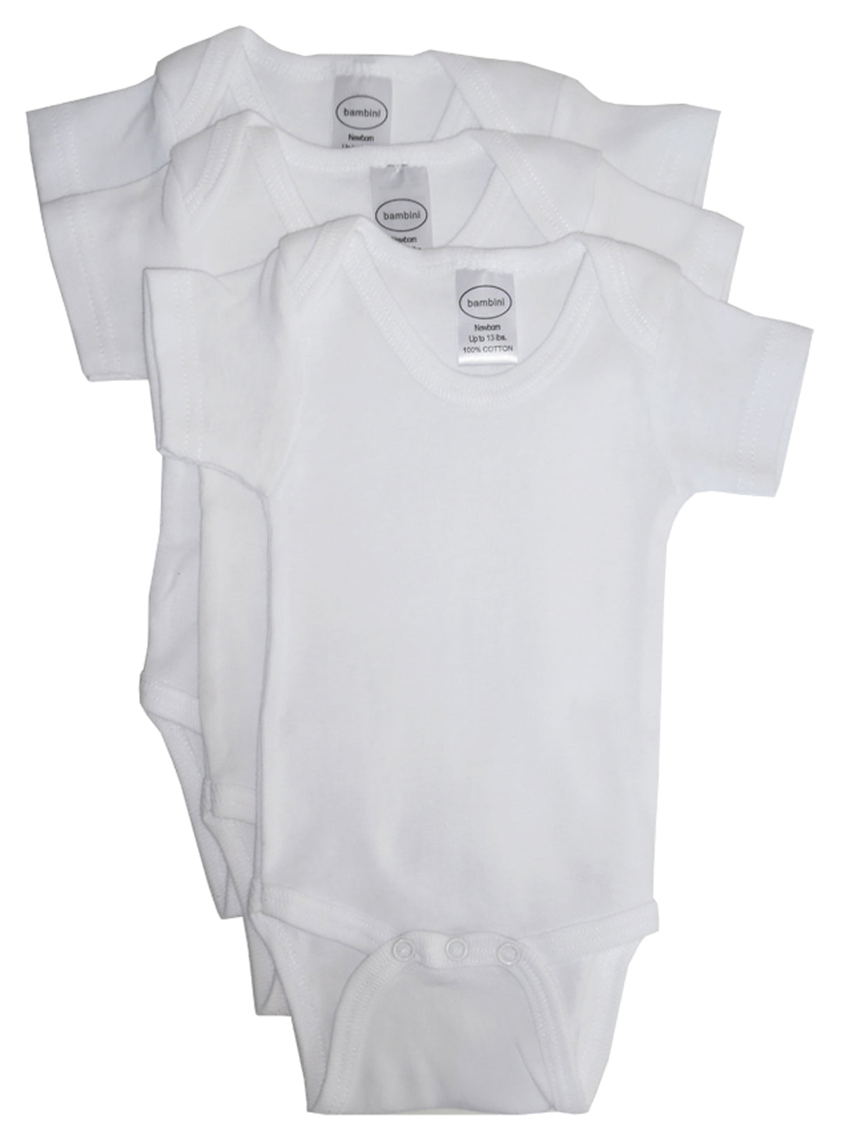 Bambini White Short Sleeve One Piece - 3 PACK -